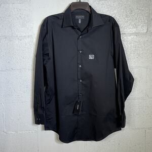 Alfani Men's Regular Fit Stain Resistant Dress Shirt, Black 15-15.5 32-33 $60